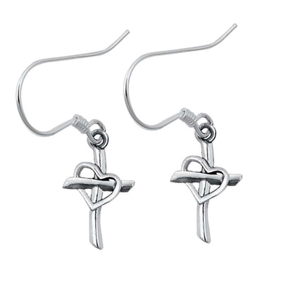 Sterling Silver Stud Cross Plain Earrings
