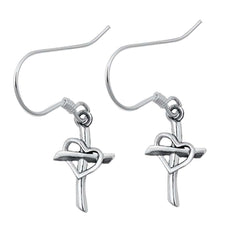 Sterling Silver Stud Cross Plain Earrings