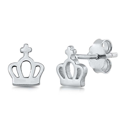 Sterling Silver Crown Small StudEarrings with CZ