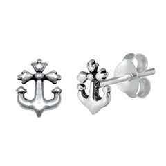 Sterling Silver Anchor Small Stud Earrings