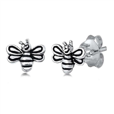Sterling Silver Bumble Bee Small Stud Earrings