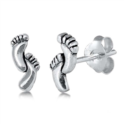 Sterling Silver Feet Small Stud Earrings