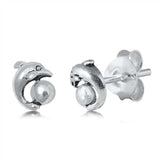 Sterling Silver Dolphin Small Stud Earrings