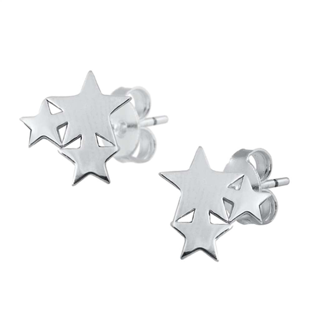 Sterling Silver Stars Small Stud Earrings