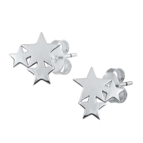 Sterling Silver Stars Small Stud Earrings