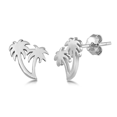 Sterling Silver  Palm Trees Small Stud Earrings