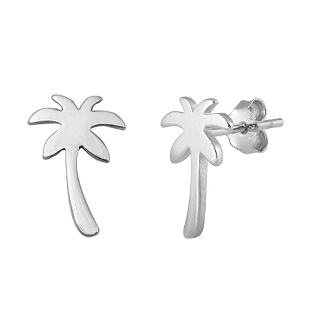 Sterling Silver Palm Tree Small Stud Earrings