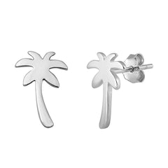 Sterling Silver Palm Tree Small Stud Earrings