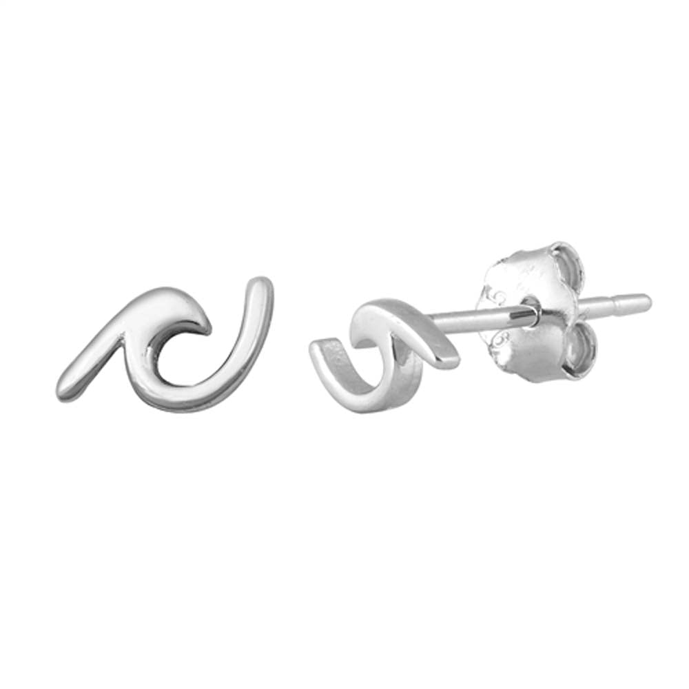 Sterling Silver Wave Small Stud Earrings