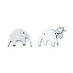 Sterling Silver Rhodium Plated Elephant Small Stud Earrings