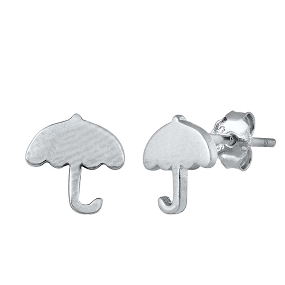 Sterling Silver Rhodium Plated  Umbrella Small Stud Earrings