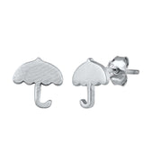 Sterling Silver Rhodium Plated  Umbrella Small Stud Earrings