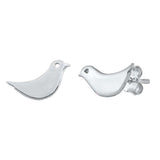 Sterling Silver Rhodium Plated Little Bird Small Stud Earrings