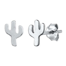 Load image into Gallery viewer, Sterling Silver Rhodium Plated Cactus Small Stud Earrings