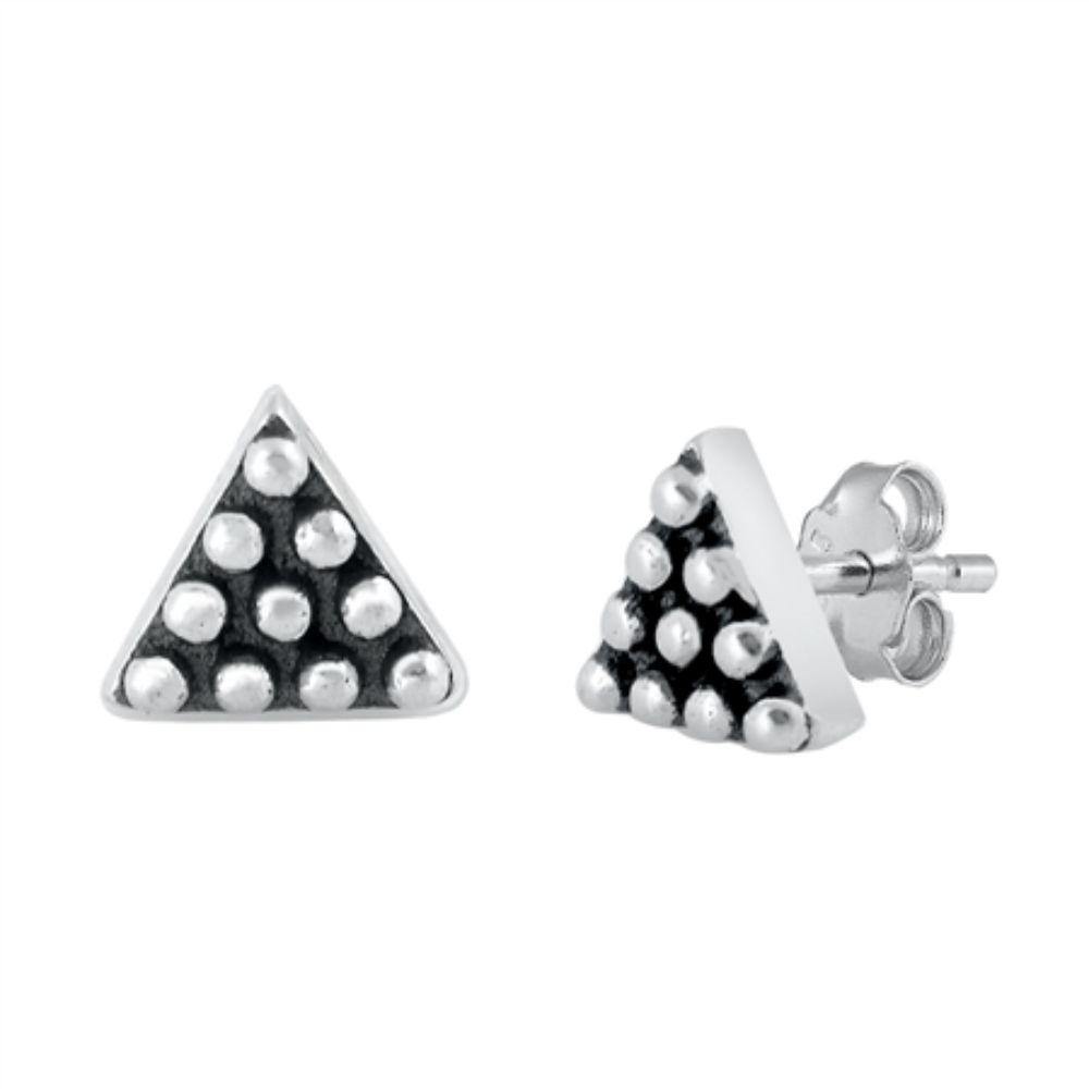 Sterling Silver Oxidized Bali Triangle Earrings
