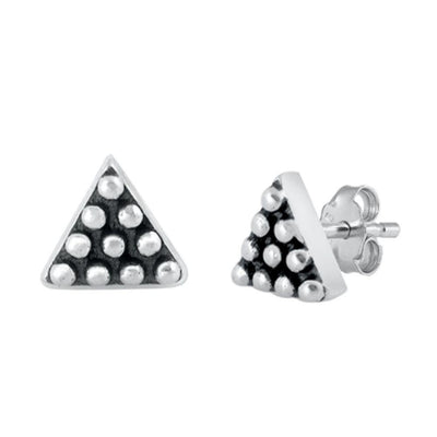 Sterling Silver Oxidized Bali Triangle Earrings - silverdepot