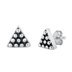 Sterling Silver Oxidized Bali Triangle Earrings