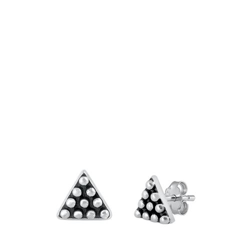 Sterling Silver Oxidized Bali Triangle Stud Earrings