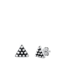 Load image into Gallery viewer, Sterling Silver Oxidized Bali Triangle Stud Earrings