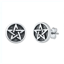 Load image into Gallery viewer, Sterling Silver Oxidized Jewish Star Small Stud Earrings