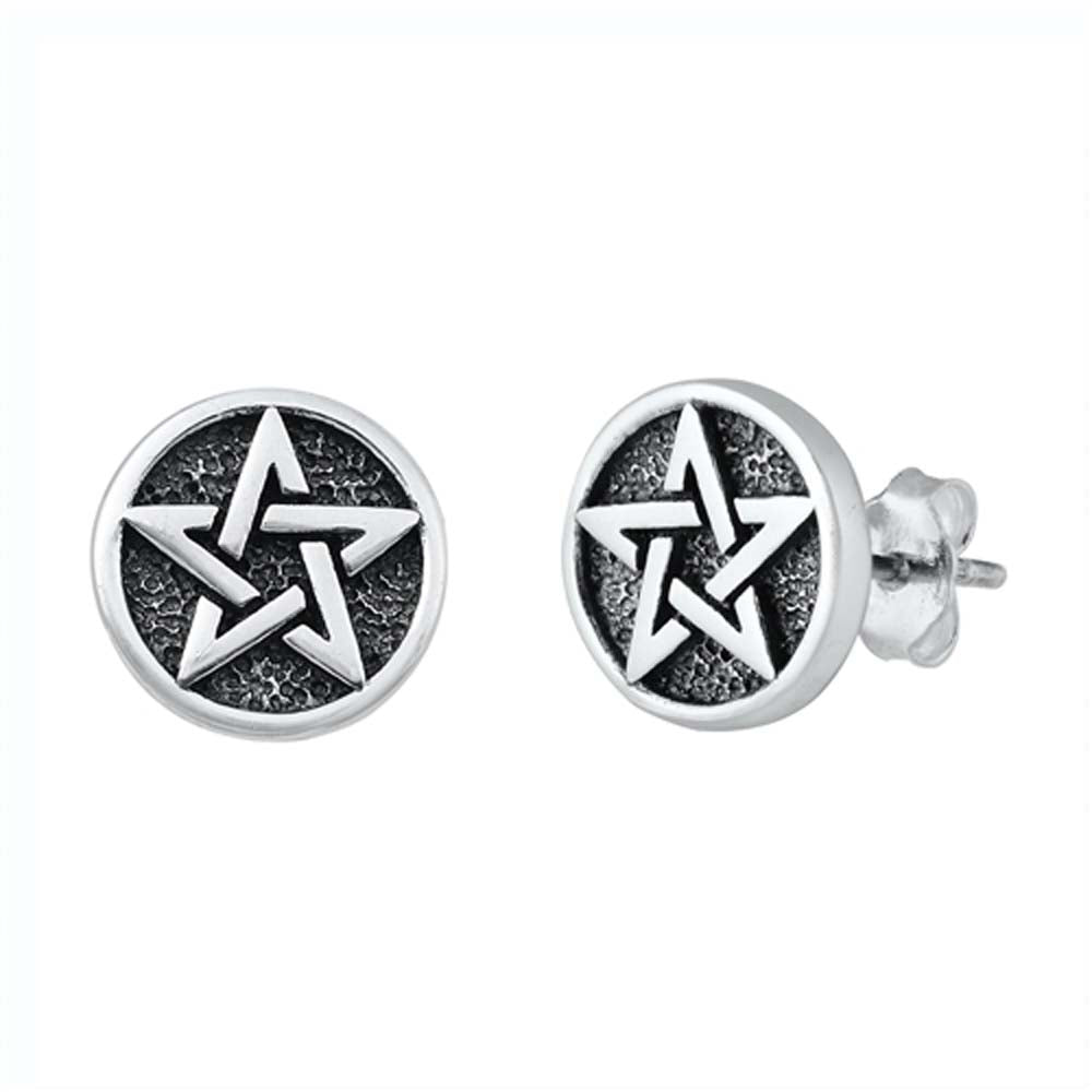 Sterling Silver Oxidized Jewish Star Small Stud Earrings