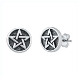 Sterling Silver Oxidized Jewish Star Small Stud Earrings