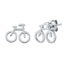 Load image into Gallery viewer, Sterling Silver Rhodium Plated Bicycle Small Stud Earrings