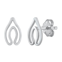 Sterling Silver Rhodium Plated Horseshoe Stud Earrings