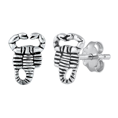 Sterling Silver Oxidized Scorpion Stud Earrings - silverdepot