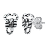 Sterling Silver Oxidized Scorpion Stud Earrings