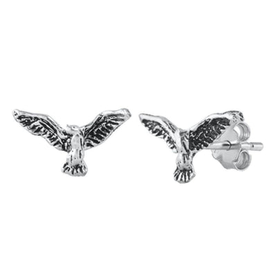 Sterling Silver Oxidized Dove Stud Earrings - silverdepot