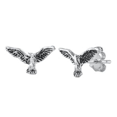 Sterling Silver Oxidized Dove Stud Earrings