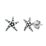 Sterling Silver Oxidized Starfish Stud Earrings