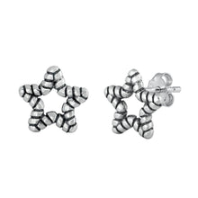 Load image into Gallery viewer, Sterling Silver Oxidized Star Stud Earrings - silverdepot