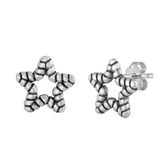 Sterling Silver Oxidized Star Stud Earrings
