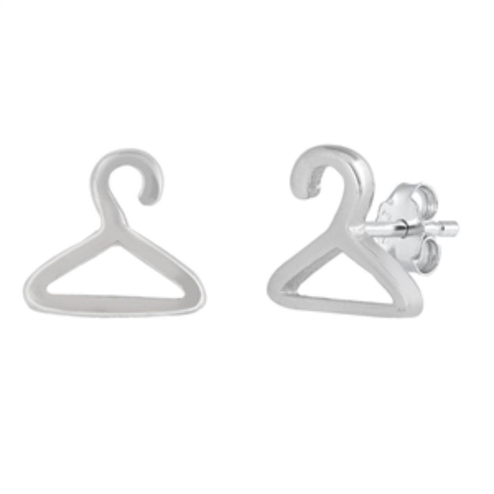 Sterling Silver Oxidized Clothes Hanger Stud Earrings - silverdepot