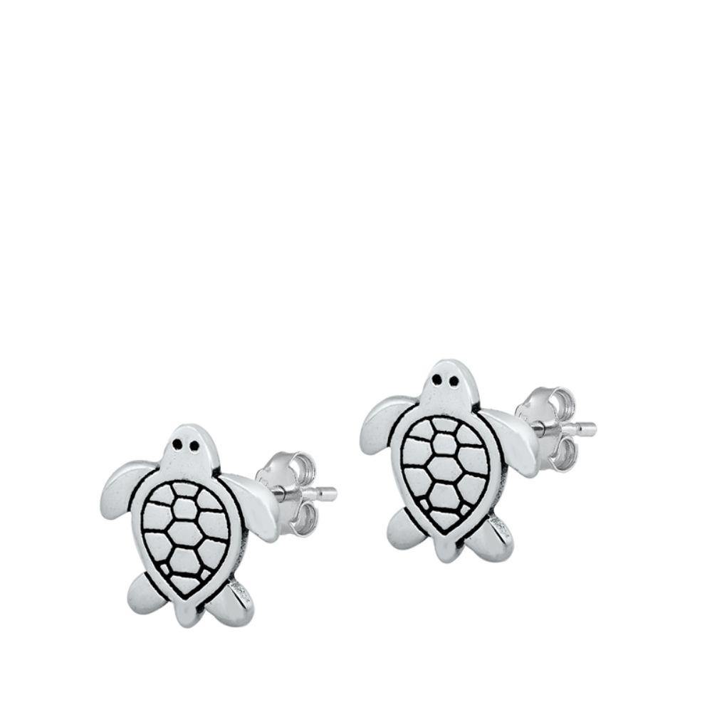 Sterling Silver Turtle Stud Earrings - silverdepot