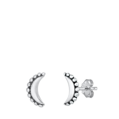 Sterling Silver Bali Moon Stud Earrings - silverdepot