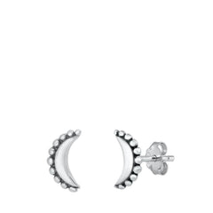 Sterling Silver Bali Moon Stud Earrings