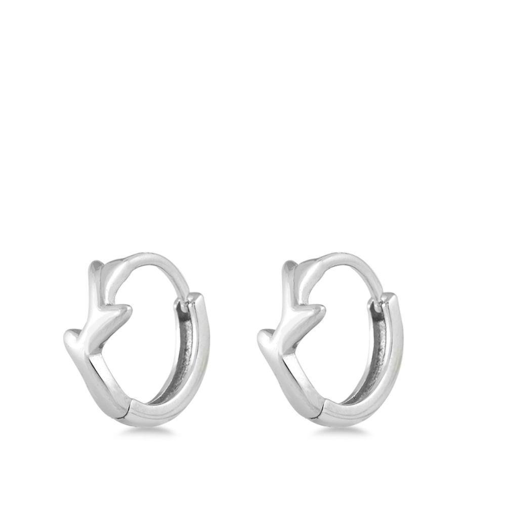 Sterling Silver Oxidized Branch Huggie Earrings - silverdepot