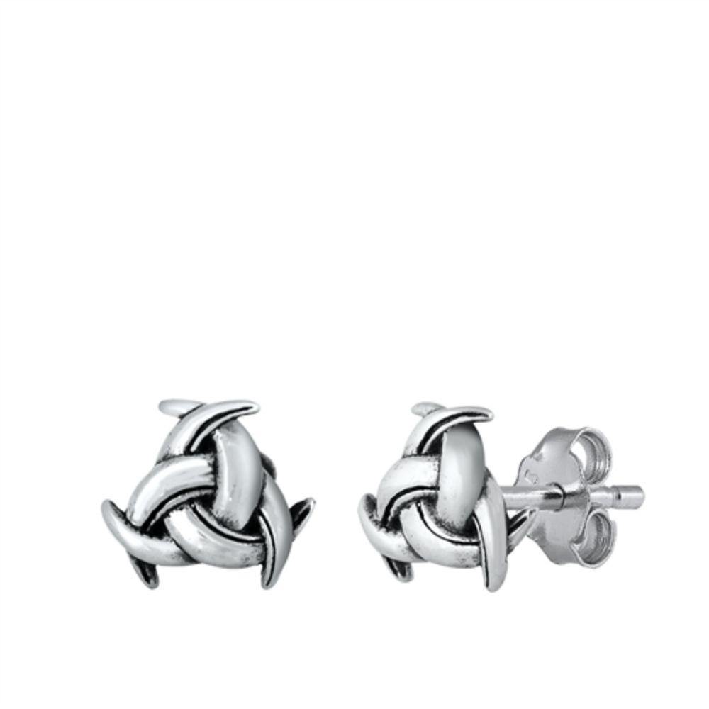 Sterling Silver Oxidized Celtic Knot Stud Earrings