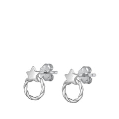 Sterling Silver Oxidized Star Stud Earrings