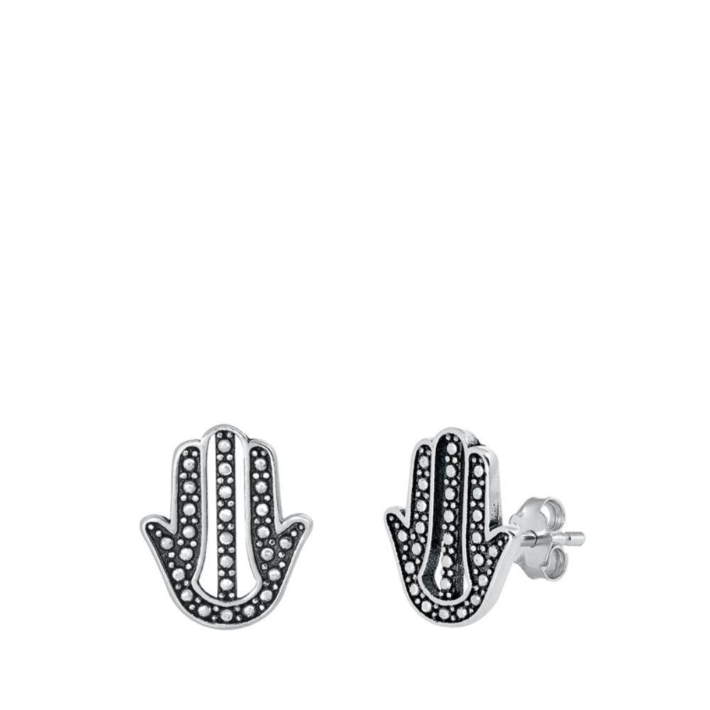 Sterling Silver Hamsa Stud Earrings