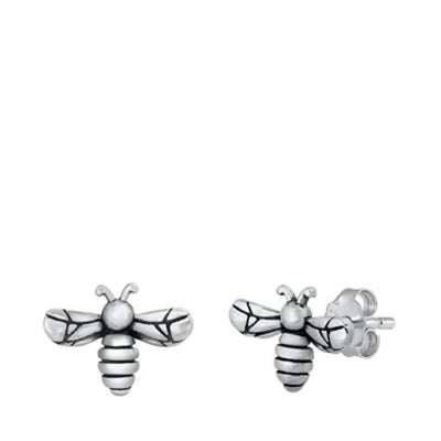 Sterling Silver Bee Stud Earrings - silverdepot