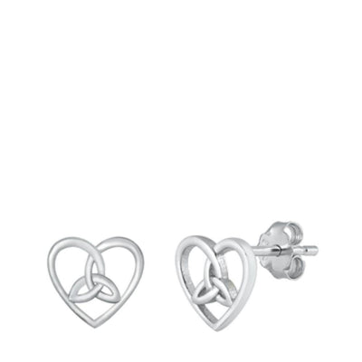 Sterling Silver Celtic Heart Stud Earrings - silverdepot