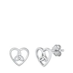 Sterling Silver Celtic Heart Stud Earrings