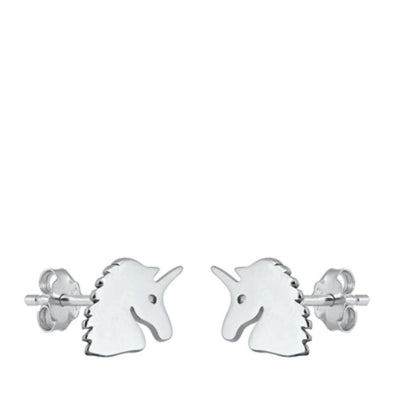 Sterling Silver Unicorn Stud Earrings - silverdepot