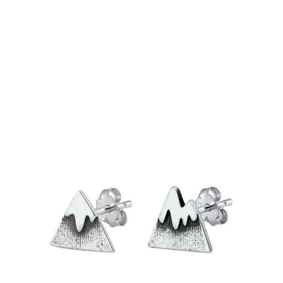 Sterling Silver Mountain Stud Earrings - silverdepot