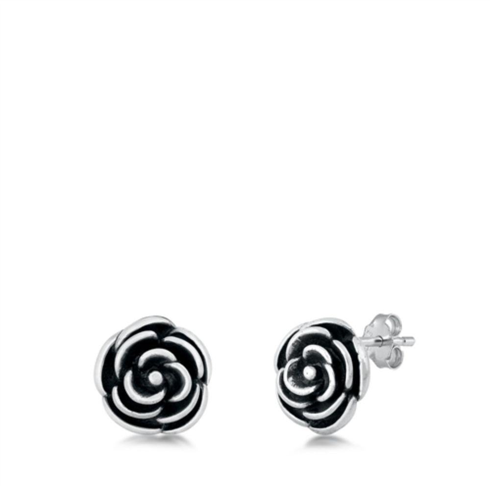 Sterling Silver Rose Stud Earrings