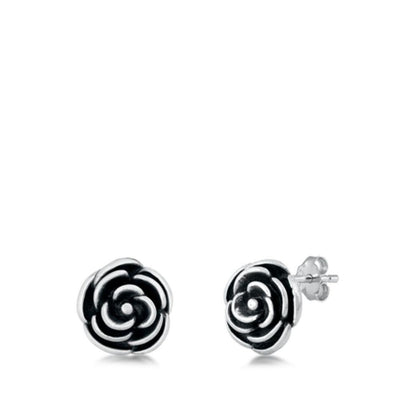 Sterling Silver Rose Stud Earrings - silverdepot